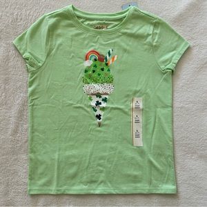 NWT Cat & Jack 2023 St. Patrick’s Day Ice Cream Cone Tee girls size small (6/7)